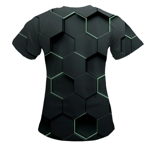 Жіноча 3D футболка Honeycomb Hexagons (вид ззаду)