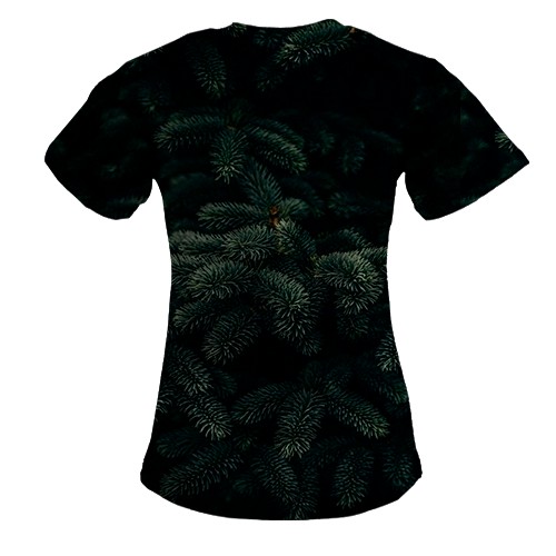Жіноча 3D футболка з ялиновими гілками (вид ззаду)