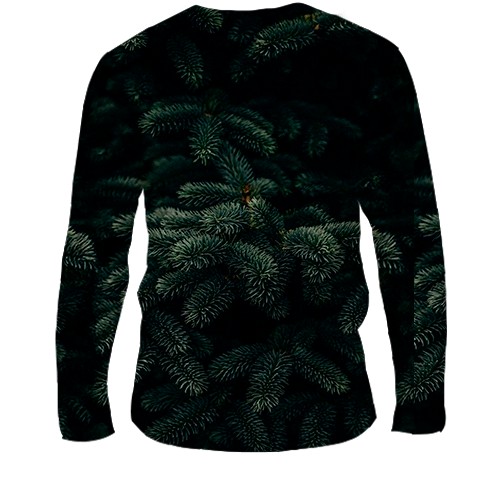 Чоловічий 3D лонгслів з ялиновими гілками (вид ззаду)