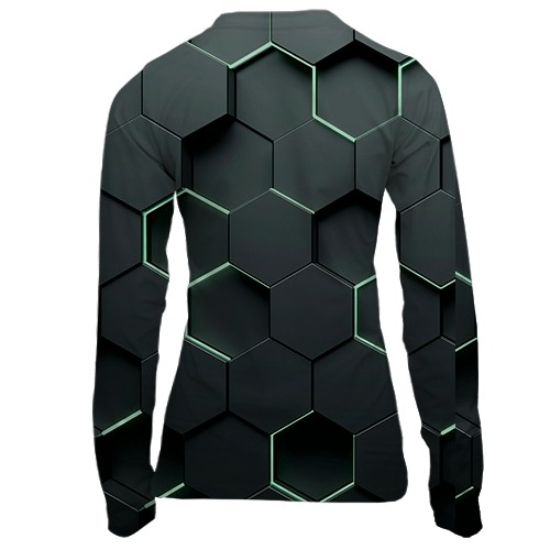 Жіночий 3D лонгслів Honeycomb Hexagons (вид ззаду)