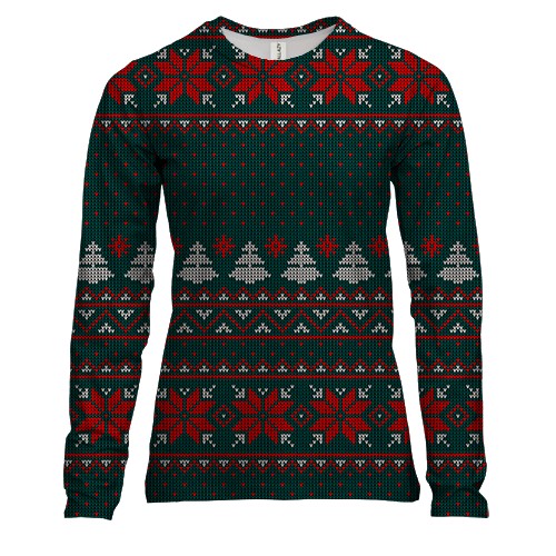 Жіночий 3D лонгслів Новорічний светр (вид спереду)