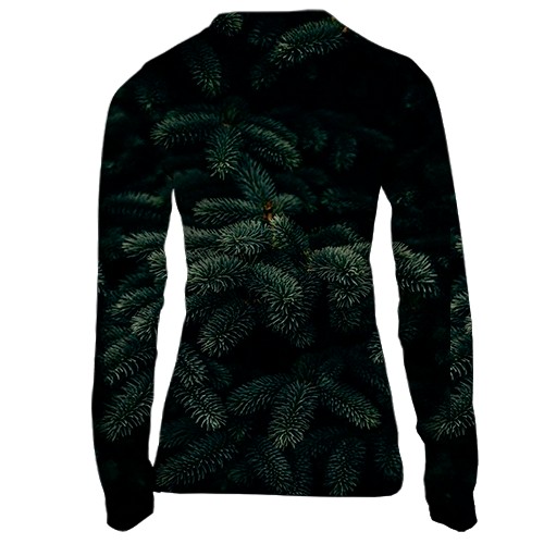 Жіночий 3D лонгслів з ялиновими гілками (вид ззаду)