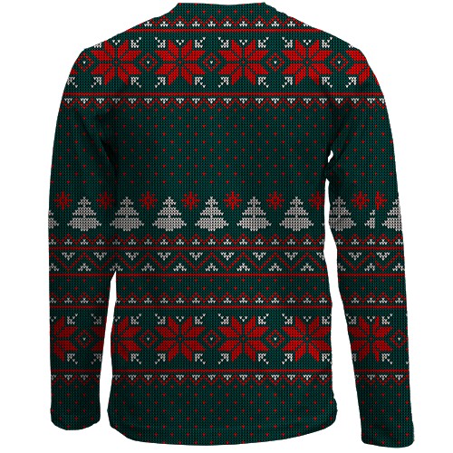 Детский 3D лонгслив Новогодний свитер (вид сзади)