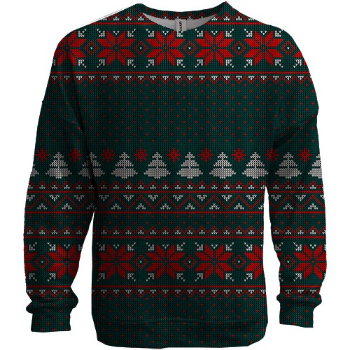3D світшот Новорічний светр (вид спереду)