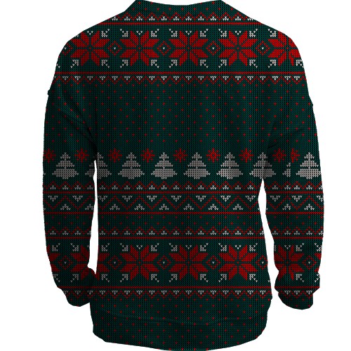 3D світшот Новорічний светр (вид ззаду)