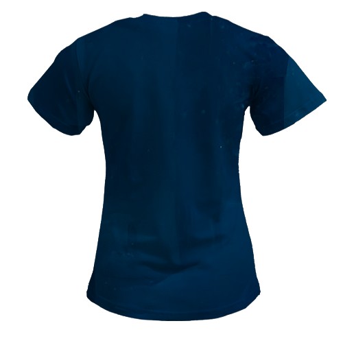 Женская 3D футболка Маленькая лошадка и снег (вид сзади)