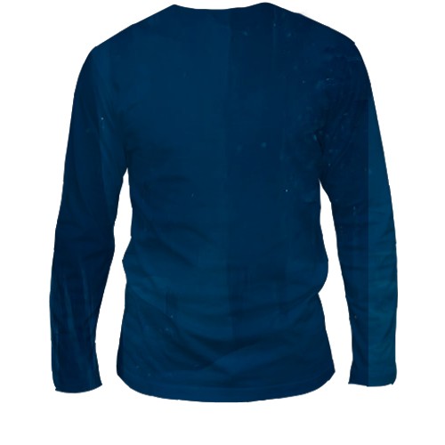 Мужской 3D лонгслив Маленькая лошадка и снег (вид сзади)