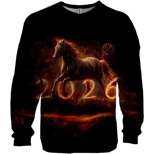 3D світшот Рік Коня, 2026 (вид спереду)