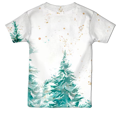 Детская 3D футболка Новогодняя лошадка в шапке Санты (вид сзади)