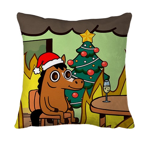 3D подушка Новорічна конячка - this is fine (вид спереду)