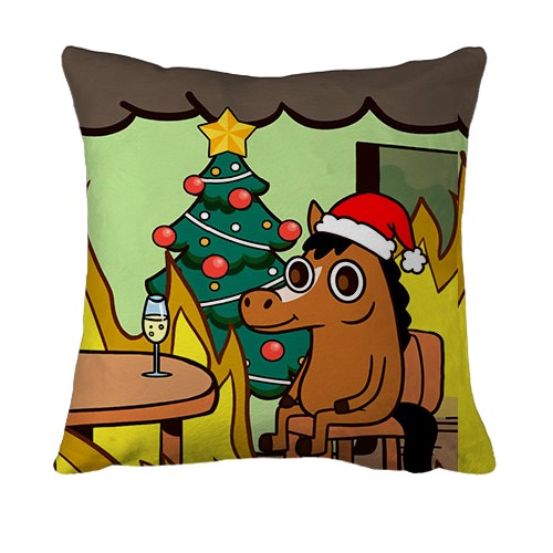 3D подушка Новорічна конячка - this is fine (вид ззаду)