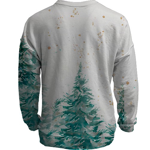 3D свитшот Новогодняя лошадка в шапке Санты (вид сзади)