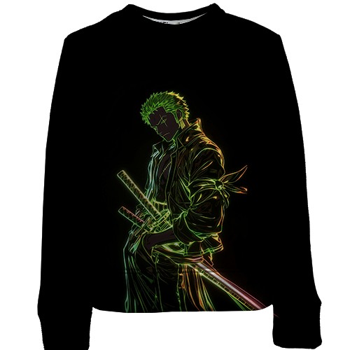 Дитячий 3D світшот Roronoa Zoro, neon (вид спереду)