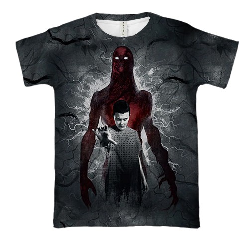 3D футболка Eleven vs Vecna Stranger Things (вид спереду)