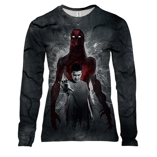 Жіночий 3D лонгслів Eleven vs Vecna Stranger Things (вид спереду)