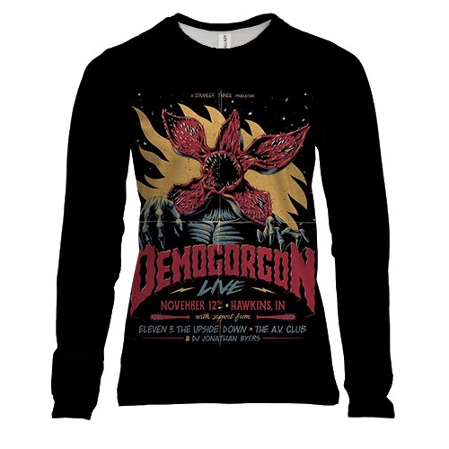 Женский 3D лонгслив Stranger Things Demogorgon (вид спереди)