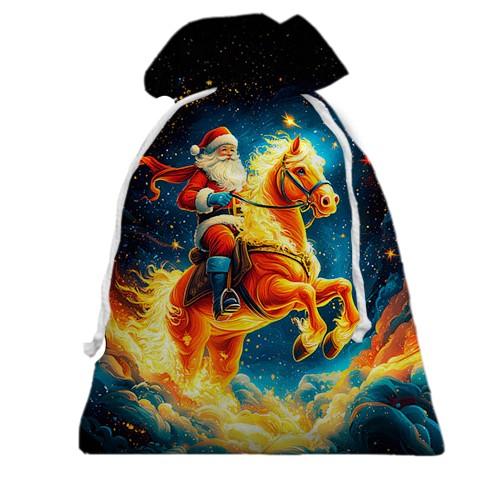 3D Подарунковий мішечок Санта на коні (вид спереду)