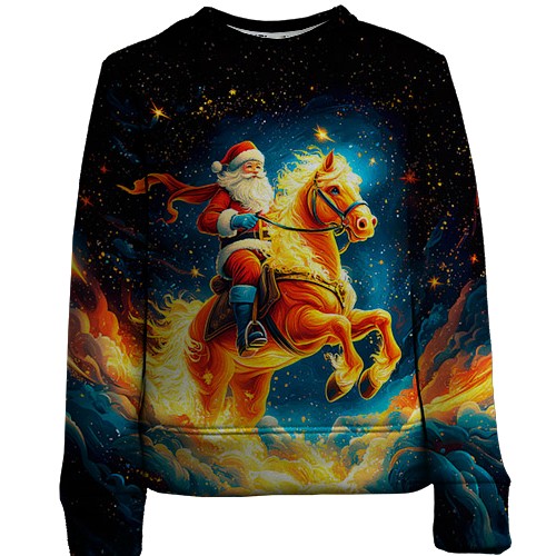 Дитячий 3D світшот Санта на коні (вид спереду)