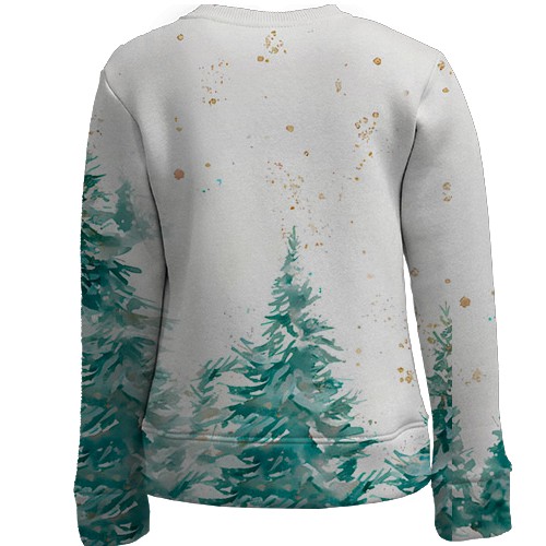 Детский 3D свитшот Новогодняя лошадка в шапке Санты (вид сзади)