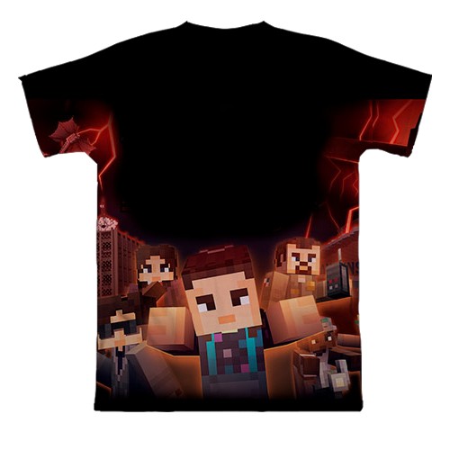 3D футболка Stranger Things x Minecraft (вид сзади)