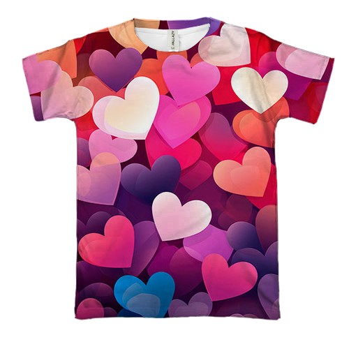 3D футболка Colorful Love hearts (вид спереди)