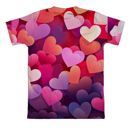 3D футболка Colorful Love hearts (вид сзади)
