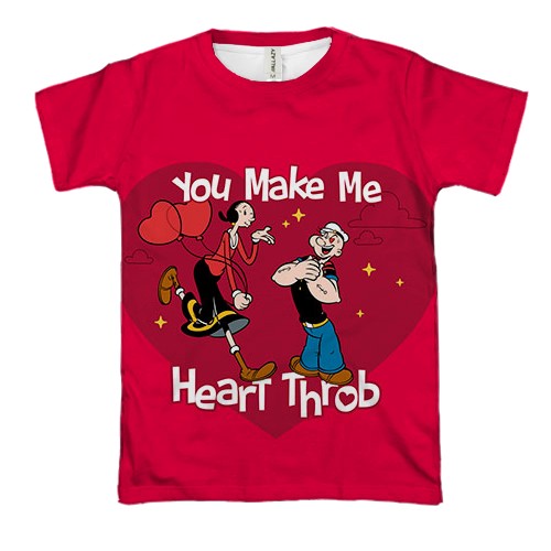 3D футболка Olive Oyl - Popeye, Love hearts (вид спереди)