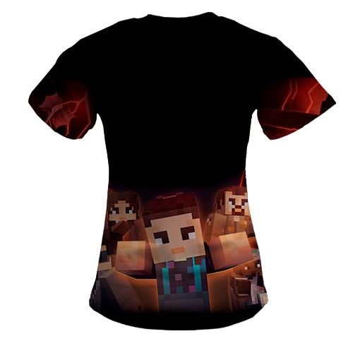 Женская 3D футболка Stranger Things x Minecraft (вид сзади)