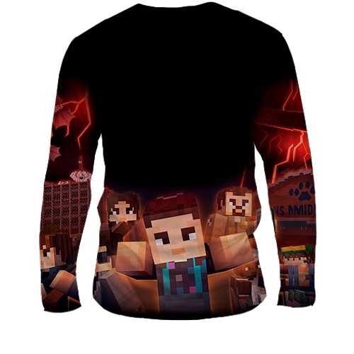 Мужской 3D лонгслив Stranger Things x Minecraft (вид сзади)