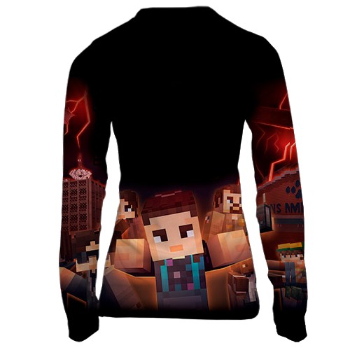 Женский 3D лонгслив Stranger Things x Minecraft (вид сзади)