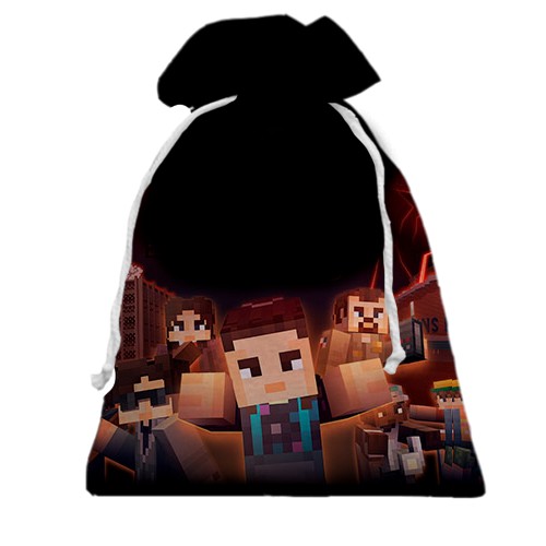3D Подарочный мешочек Stranger Things x Minecraft (вид сзади)