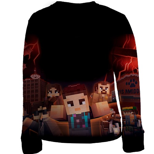 Детский 3D свитшот Stranger Things x Minecraft (вид сзади)