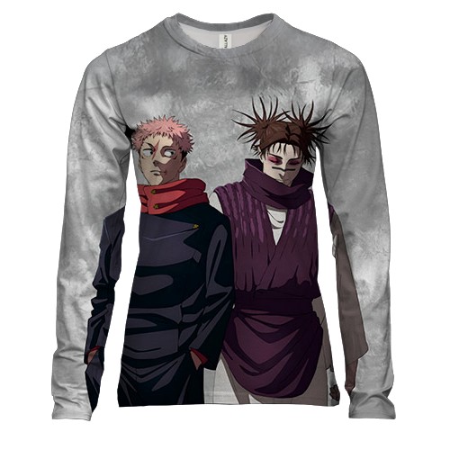 Женский 3D лонгслив Магическая битва - Юджи и Чосо (вид спереди)