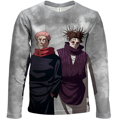 Детский 3D лонгслив Магическая битва - Юджи и Чосо (вид спереди)