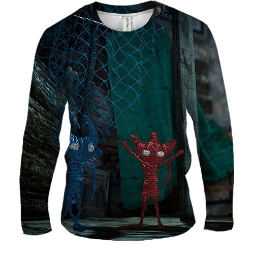 Мужской 3D лонгслив Unravel Two - Blue and Red (вид спереди)