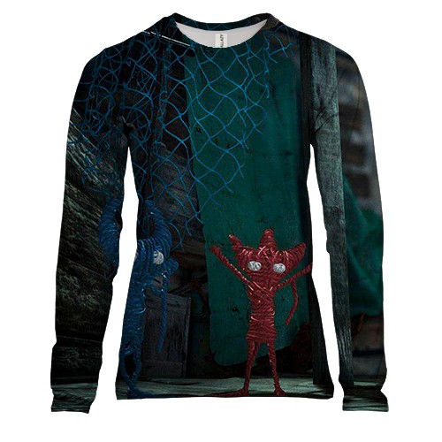 Жіночий 3D лонгслів Unravel Two - Blue and Red (вид спереду)