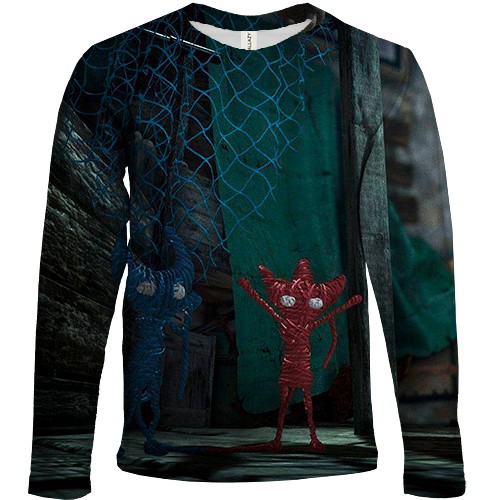 Детский 3D лонгслив Unravel Two - Blue and Red (вид спереди)