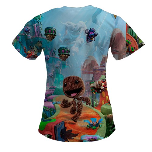 Женская 3D футболка Sackboy: A Big Adventure, logo (вид сзади)