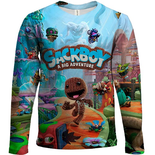 Детский 3D лонгслив Sackboy: A Big Adventure, logo (вид спереди)