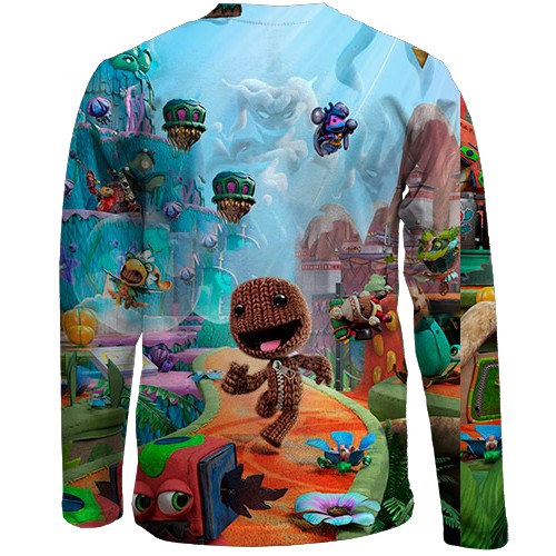 Детский 3D лонгслив Sackboy: A Big Adventure, logo (вид сзади)