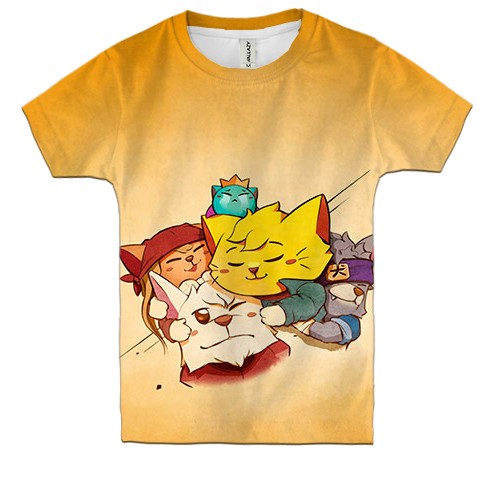 Детская 3D футболка Cat Quest heroes (вид спереди)