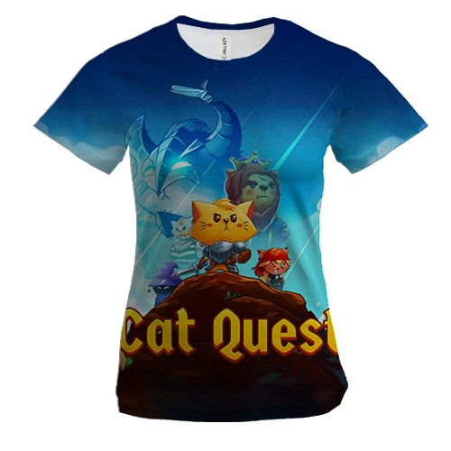 Жіноча 3D футболка Cat Quest (вид спереду)