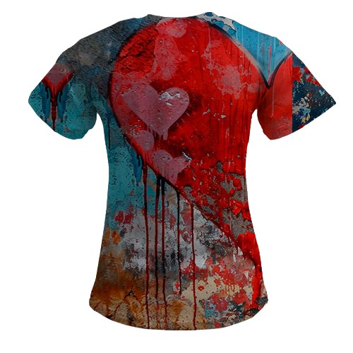 Женская 3D футболка Love couple, Romantic (вид сзади)