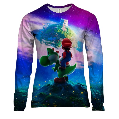 Женский 3D лонгслив Yoshi and Mario (вид спереди)