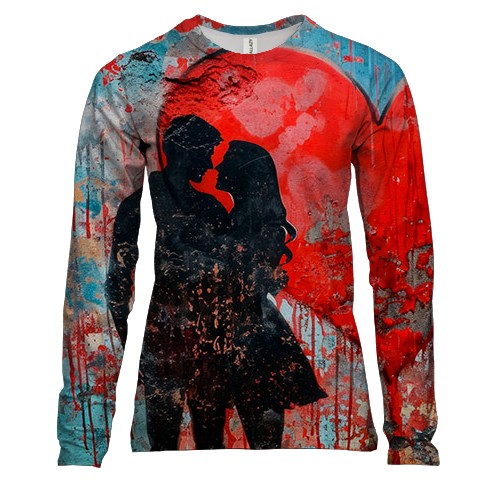 Женский 3D лонгслив Love couple, Romantic (вид спереди)