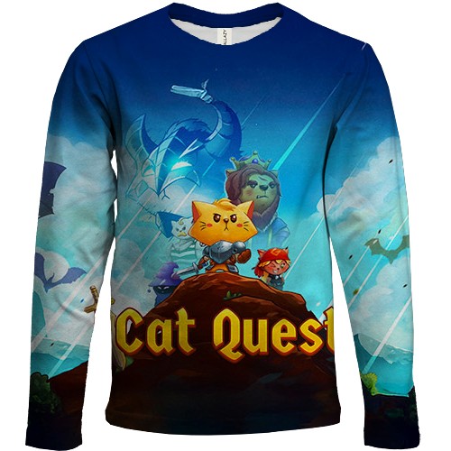 Дитячий 3D лонгслів Cat Quest (вид спереду)