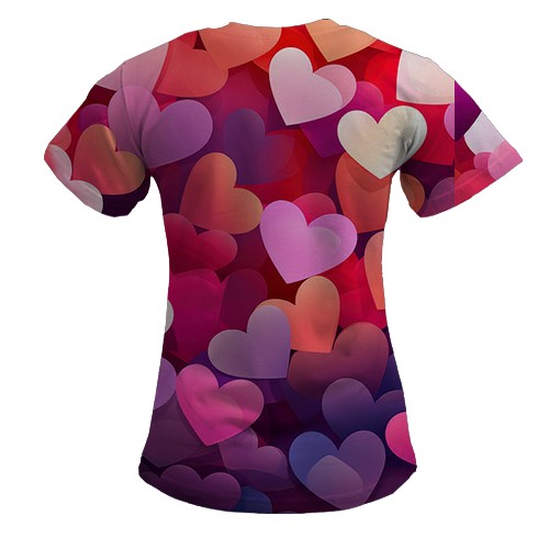 Жіноча 3D футболка Colorful Love hearts (вид ззаду)