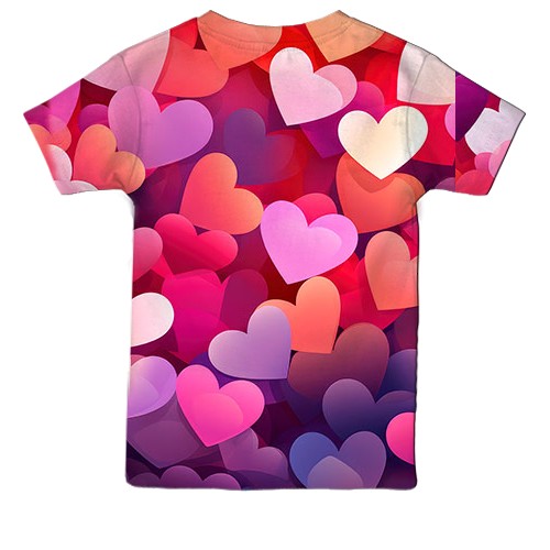 Детская 3D футболка Colorful Love hearts (вид сзади)