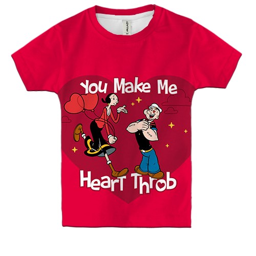 Дитяча 3D футболка Olive Oyl - Popeye, Love hearts (вид спереду)
