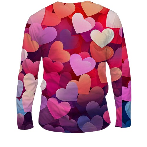 Мужской 3D лонгслив Colorful Love hearts (вид сзади)